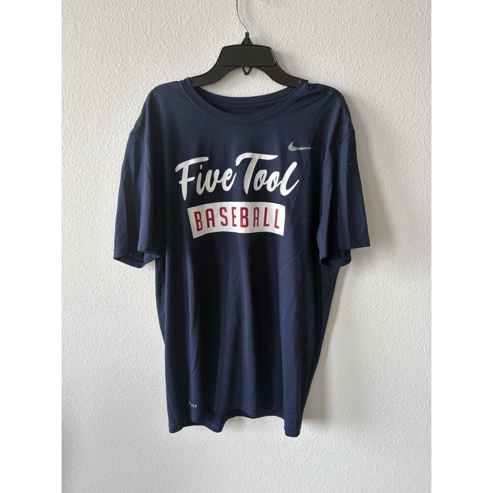 Nike Men’s Large Dri-Fit Navy Blue Five Tool Baseball Graphic T Shirt
